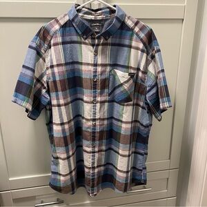 EDDIE BAUER Button Up 100% Cotton Shirt Plaid Short Sleeve Classic Fit XL